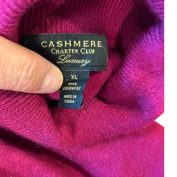 CHARTER CLUB Magenta 100% Cashmere Long Sleeve Turtleneck Sweater Women's XL - Picture 7 of 9